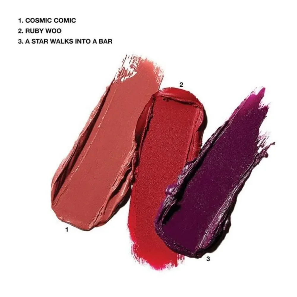MAC kit 3 mini new lipsticks and cosmetic bag RARE unique